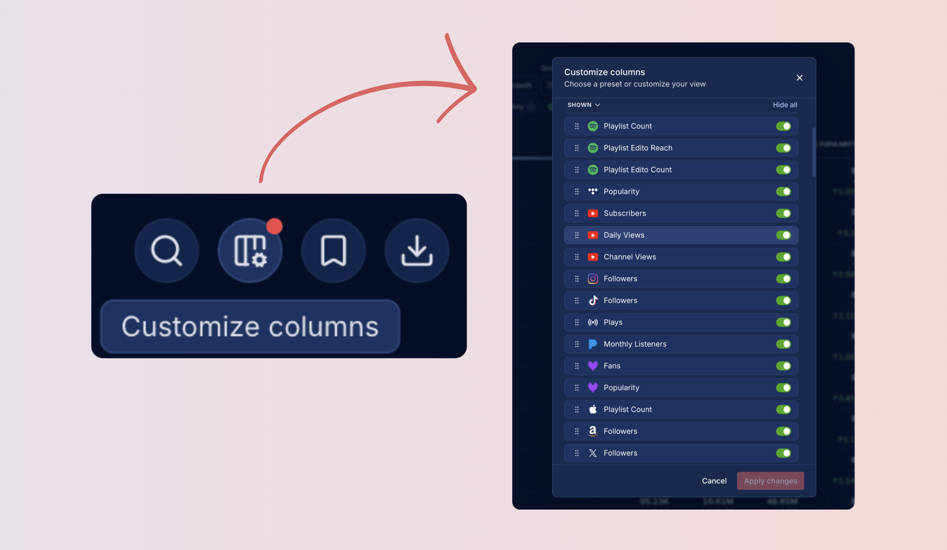 Custom Columns for Top Artists